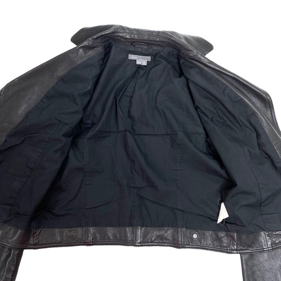 VINCE Genuine Leather Classic Moto Jacket In Black Size XXS - Picture 6 of 13